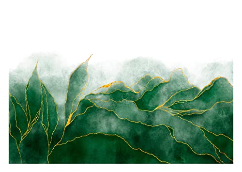 Fototapete Blätter grün Aquarell Pflanzen Weiß Modern Wohnzimmer Schlafzimmer Wandtapete Vlies Tapete Latexdruck UV-Beständig Montagefertig (14127, VEXXXXXL (520x318 cm) 5 Bahnen) von WallArena
