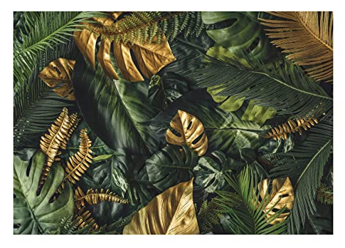 Fototapete Blätter grün Monstera Pflanzen Wohnzimmer Schlafzimmer Wandtapete Vlies Tapete Latexdruck UV-Beständig Geruchsfrei Hohe Auflösung Montagefertig (13803, VEXXXL (416x254 cm) 4 Bahnen) von WallArena