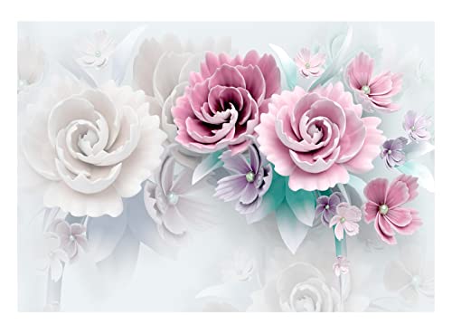 Fototapete Blumen 3D Pastell Romantisch Fototapeten Wohnzimmer Schlafzimmer Wandtapete Vlies Tapete UV-Beständig Montagefertig (14149, V4 (254x184 cm) 2 Bahnen) von WallArena