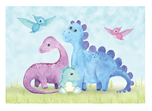 Fototapete Dinosaurier Babyzimmer Kinder Dino Wandtapete Vlies Tapete Latexdruck UV-Beständig Geruchsfrei Hohe Auflösung Montagefertig (14163, VEXXXL (416x254 cm) 4 Bahnen) von WallArena