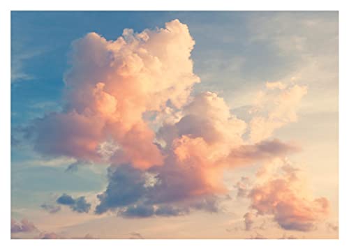 Fototapete Himmel mit Wolken Decke Sonne Pastell - inkl. Kleister - für Wohnzimmer Schlafzimmer Flur Vlies Tapete Vliestapete Wandtapete Motivtapeten Montagefertig (152x104 cm) von WallArena