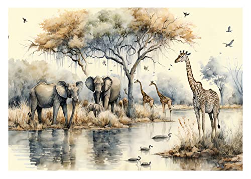 Fototapete Kinderzimmer Dschungel Tiere Wald Safari- inkl. Kleister - für Babyzimmer Kinder Mädchen Flur Vlies Tapete Vliestapete Wandtapete Motivtapeten Montagefertig (208x146 cm) von WallArena