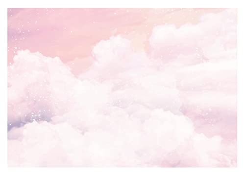 Fototapete Kinderzimmer Mädchen Himmel mit Wolken Rosa Decke Pastell - inkl. Kleister - Babyzimmer Vlies Tapete Vliestapete Wandtapete Motivtapeten Montagefertig (254x184 cm) von WallArena