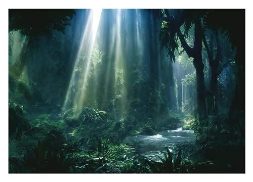 Fototapete Wald Tropischer 3D Effekt Dschungel Grün Pflanzen - inkl. Kleister - für Wohnzimmer Schlafzimmer Flur Vlies Tapete Vliestapete Wandtapete Motivtapeten Montagefertig (208x146 cm) von WallArena