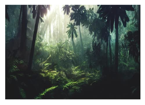 Fototapete Wald Tropischer 3D Effekt Dschungel Pflanzen Regenwald - inkl. Kleister - für Wohnzimmer Schlafzimmer Flur Vlies Tapete Vliestapete Wandtapete Motivtapeten Montagefertig (312x219 cm) von WallArena