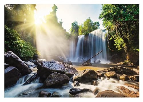 Fototapete Wasserfall 3D Effekt Natur Landschaft 416x254 cm - inkl. Kleister - für Wohnzimmer Schlafzimmer Flur Vlies Tapete Wandtapete Vliestapete Motivtapeten Montagefertig Fototapete Wasserfall 3D Effekt Natur Landschaft 416x254 cm - inkl. Kleister - für Wohnzimmer Schlafzimmer Flur Vlies Tapete Wandtapete Vliestapete Motivtapeten Montagefertig von WallArena