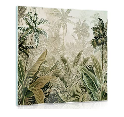 Glasbild Dschungel Amazonia Natur Landschaft Pflanzen 30x30 cm Glasbilder Wohnzimmer Schlafzimmer Badezimmer Bilder auf Glas Bild groß XXL einteilig Quadratisch Wandbild Wandbilder Aufhängfertig von WallArena