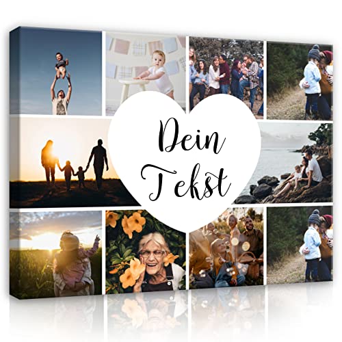 WallArena Ihr Foto auf Leinwand 40x30 cm - Fotocollage 10 Fotos - Leinwandbild Canvas Ihr eigenes Wandbild mit Wunschmotiv Personalisiertes Geschenk Kunstdruck von WallArena