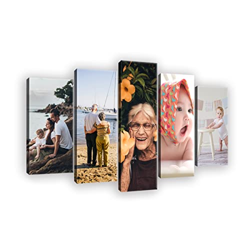 Ihr Foto auf Leinwand SET XXL 170x100 cm 5 teilig - Fotocollage 5 Fotos auf Leinwand - Groß Leinwandbild Canvas Ihr eigenes Wandbild mit Wunschmotiv Personalisiertes Leinwandbilder als Geschenk von WallArena