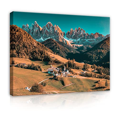 Leinwandbild Berge Alpen Landschaft Natur 60x40 cm - Canvas Bilder für die Wand Groß Wohnzimmer Schlafzimmer Modern Wandbild Wandbilder XXL Wand Bild auf Leinwand Kunstdruck Aufhängefertig von WallArena