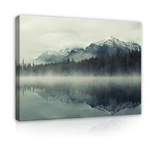 Leinwandbild Berge und See Landschaft Natur 100x75 cm - Canvas Bilder für die Wand Groß Wohnzimmer Schlafzimmer Modern Wandbild Wandbilder XXL Wand Bild auf Leinwand Kunstdruck Aufhängefertig von WallArena