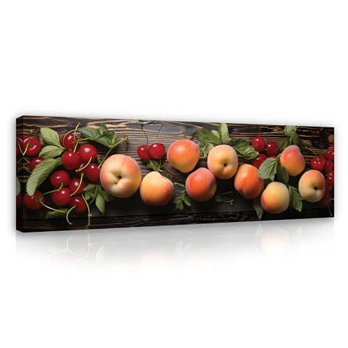 Leinwandbild Obst für die Küche 145x45 cm Küchebilder Modern Panorama Bilder XXL Canvas Leinwand Bilder Groß Wandbilder Kunstdruck Wand Bild auf Leinwand Aufhängefertig von WallArena