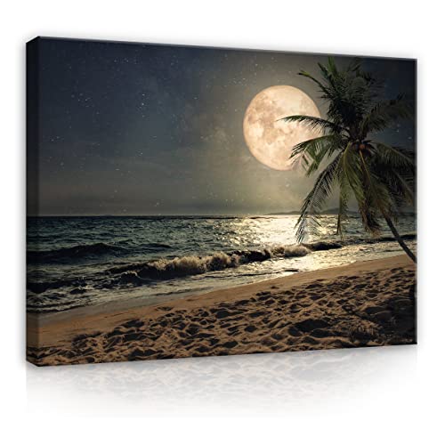 Leinwandbild Strand Meer Natur Landschaft Canvas Bilder für die Wand Groß Wohnzimmer Schlafzimmer Modern Wandbild Wandbilder XXL Wand Bild auf Leinwand Kunstdruck Aufhängefertig (60x40 cm) von WallArena