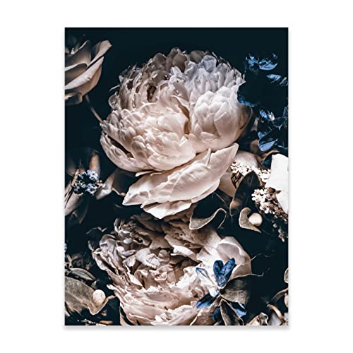 Poster Blumen Vintage Schwarz 50x70 cm Hochformat - OHNE RAHMEN XXL Groß Wandposter Kunstdruck Fotoposter Wandbild Wandbilder Wand Bild auf Poster Wohnzimmer Schlafzimmer Küche von WallArena