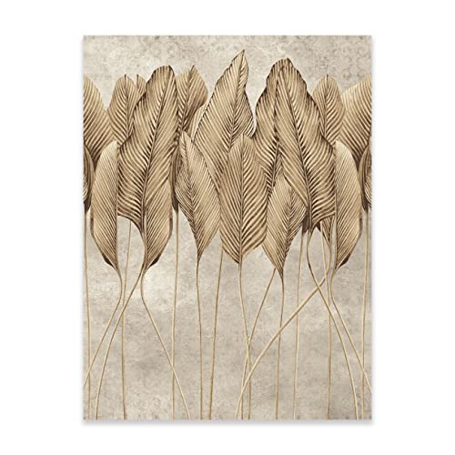 Poster Boho Style Beige Blätter 30x40 cm Hochformat - OHNE RAHMEN XXL Wandposter Kunstdruck Fotoposter Wandbild Wandbilder Wand Bild auf Poster Wohnzimmer Schlafzimmer Küche von WallArena