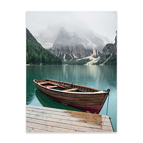 Poster Boot See Landschaft Berge 30x40 cm Hochformat - OHNE RAHMEN XXL Wandposter Kunstdruck Fotoposter Wandbild Wandbilder Wand Bild auf Poster Wohnzimmer Schlafzimmer Küche von WallArena