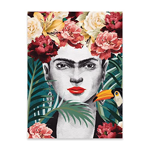 Poster Frida Kahlo Frau Blumen 30x40 cm Hochformat - OHNE RAHMEN XXL Wandposter Kunstdruck Fotoposter Wandbild Wandbilder Wand Bild auf Poster Wohnzimmer Schlafzimmer Küche von WallArena