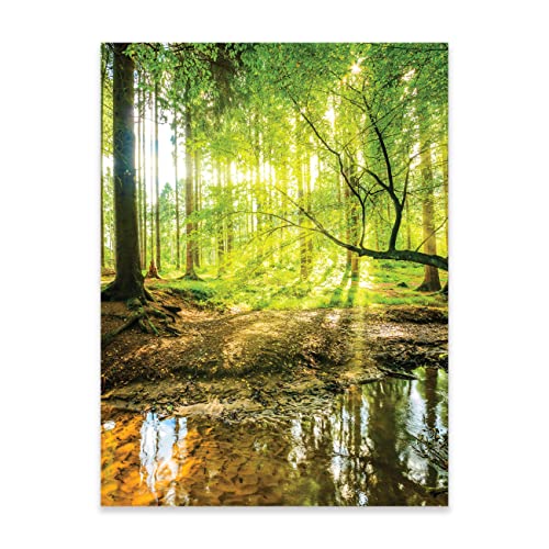 Poster Wald Natur Grün Landschaft 30x40 cm Hochformat - OHNE RAHMEN XXL Wandposter Kunstdruck Fotoposter Wandbild Wandbilder Wand Bild auf Poster Wohnzimmer Schlafzimmer Küche von WallArena