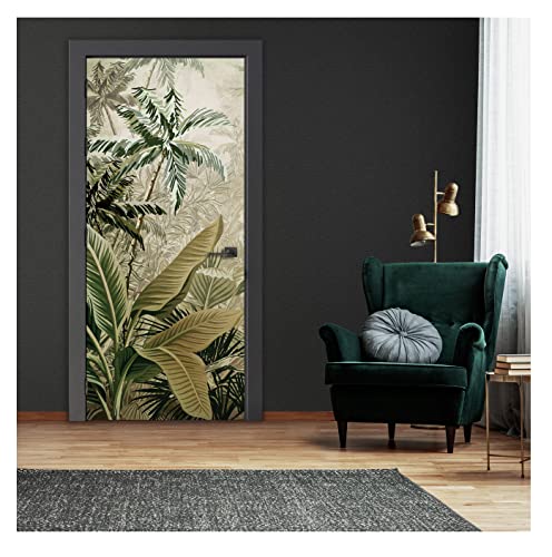 Türtapete Selbstklebend Amazonia Wald Blätter - 91x211 cm einteilig - Türposter Fototapete für Tür Wohnzimmer Küche Badezimmer Türaufkleber Türfolie UV-Beständig Montagefertig von WallArena