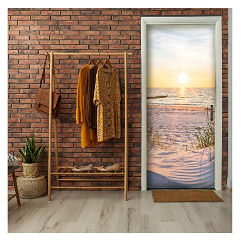 Türtapete Selbstklebend Küche Strand Meer Ostsee - 91x211 cm einteilig - Türposter Fototapete für Tür Schlafzimmer Badezimmer Türaufkleber Türfolie UV-Beständig Montagefertig von WallArena