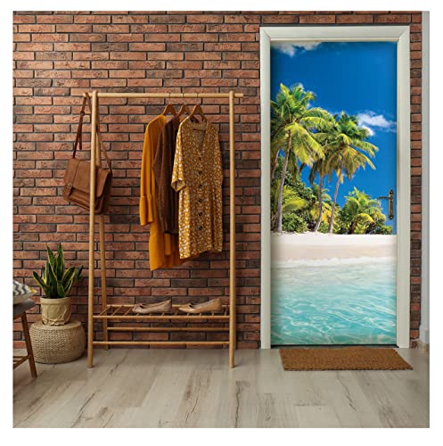 Türtapete Selbstklebend Strand Meer Natur - 91x211 cm einteilig - Türposter Fototapete für Tür Wohnzimmer Küche Badezimmer Türaufkleber Türfolie UV-Beständig Montagefertig von WallArena