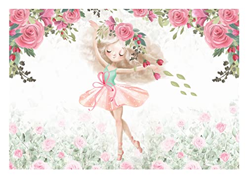 Vlies Fototapete Ballerina Blumen Kinderzimmer Mädchen Kinder Kindertapete Wandtapete Vlies Tapete UV-Beständig Montagefertig (208x146 cm - 2 Bahnen) von WallArena