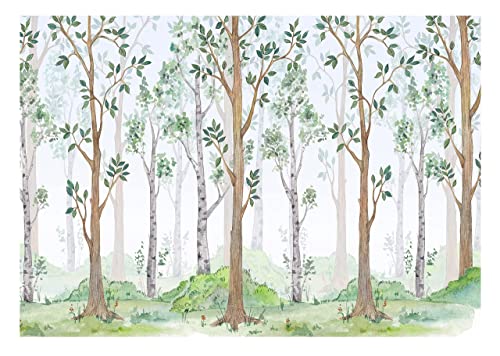 Vlies Fototapete Kinderzimmer Wald Mädchen Bäume Skandinavisch Wandtapete Tapete UV-Beständig Montagefertig (14068, V4 (254x184 cm) 2 Bahnen) von WallArena