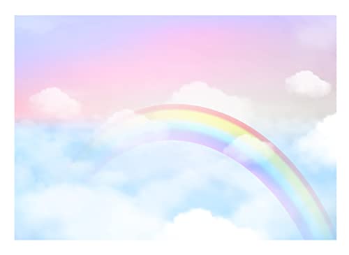 Vlies Fototapete Regenbogen Himmel Wolken Kinderzimmer Mädchen Kinder Kindertapete Wandtapete Vlies Tapete UV-Beständig Montagefertig (104x70 cm - 1 Bahn) von WallArena