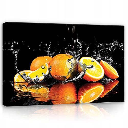 WallArena Leinwandbild Küche Obst Modern Schwarz Essen Esszimmer Wandbild Kunstdruck Wandbilder Bild auf Leinwand Latexdruck UV-Beständig Geruchsfrei Aufhängefertig (PP10239O4, O4 [60 x 40 cm]) von WallArena