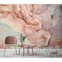 Luxus Tapete -Vergoldeter Marmor, Abnehmbar -Peel & Stick - Wohnzimmer Tapete - Marmor Art-Deco-Tapete von WallArtLA