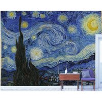 Sternennacht Von Van Gogh Tapete- Peel & Stick - Selbst Adhisive Abnehmbar Art Deco Blaue Tapete von WallArtLA