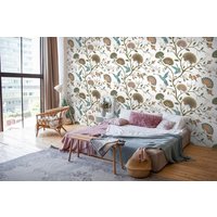 Vintage Blumen Mit Kolibri Wallpaper | Schälen Und Aufkleben Wohnzimmer Tapete Schlafzimmer Dekor von WallArtLA