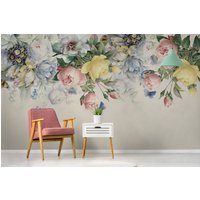 Vintage Bunte Florale Tapete - Selbstbelebend Abnehmbar Peel & Stick Wohnzimmer Schlafzimmer von WallArtLA