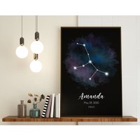 Jungfrau Sternzeichen Poster Aquarell, Druck Poster, Neues Baby Geschenk, Sternzeichen, Personalisiertes Geburtstagsgeschenk, Astrologie von WallArtMap