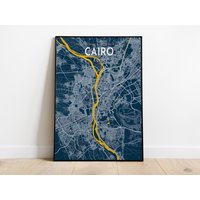 Kairo Blau Poster Stadt Moderne Karte Druck Zeichen Ägypten Leinwanddruck Home Universal Geschenk von WallArtMap