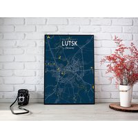 Lutsk Blaue Karte Poster, Stadt Druck, Karte, Ukraine Leinwand Home Housewarming Geschenk von WallArtMap