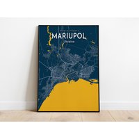 Mariupol Blaue Karte Poster, Stadtplan Druck, Stadtschild Ukraine Leinwanddruck, Geschenk Zum Einzug von WallArtMap