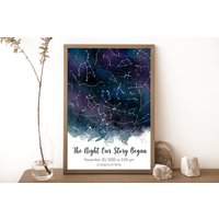 On The Day You Were Born Print Benutzerdefinierte Sternenkarte Druck Baby Nachthimmel Poster We Met Sterne Karte von WallArtMap
