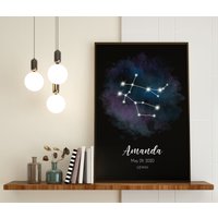 Personalisiertes Sternzeichen Aquarell, Druck Poster, Neues Baby Geschenk, Zwilling Sternzeichen, Geburtstagsgeschenk, Astrologie Poster von WallArtMap