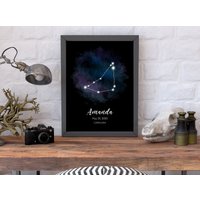 Steinbock Poster Aquarell, Sternzeichen Druck Schwarz, Neues Baby Geschenk, Sternzeichen, Personalisiertes Geburtstagsgeschenk, Astrologie von WallArtMap