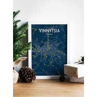 Vinnytsia Blaue Karte Poster, Stadt Karte, Ukraine Leinwand Druck, Home Geschenk von WallArtMap