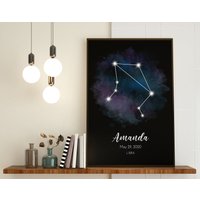 Waage Sternzeichen Poster Aquarell, Druck Poster, Neues Baby Geschenk, Sternzeichen, Personalisiertes Geburtstagsgeschenk, Astrologie von WallArtMap