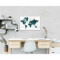 Weltkarte Leinwand, Poster, Familie Reise Karte, Aquarell Druck Leinwand von WallArtMap