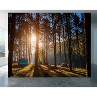 Camping-Thema - Selbstklebende Tapete, Heimwanddekoration, Landschaftswandbild, Große Wandkunst, Einfach Anzubringen Und Wasserfest von WallArtsOnline