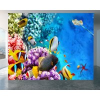 Sea Life Wandbild Tapete Wandkunst Peel & Stick Selbstklebendes Dekor Strukturierter Großer Wandkunstdruck von WallArtsOnline