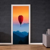 Tür Wandaufkleber - Ballonflug Sonnenuntergang Landschaft Selbstklebendes Vinyl von WallArtsOnline