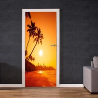 Türaufkleber - Sunrise Beach Vinyl Wrap Türfolie Schlafzimmertür Selbstklebend von WallArtsOnline