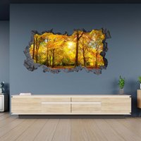 Wandtattoo Bäume in Der Sonne Herbst Thema 3D Loch Wand Effekt C Selbstklebend Kunst Aufkleber Wandbild von WallArtsOnline