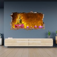 Wandtattoo Buddha Auf Der Lotus Blume 3D Loch in Wand Selbstklebend Kunst Aufkleber Wandbild von WallArtsOnline