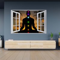 Wandtattoo Chakren Meditationsreise 3D Fenstereffekt Selbstklebend Aufkleber Wandbild von WallArtsOnline